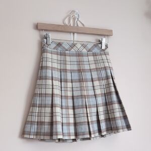 Sunday Best Plaid A-Line Skirt - Cream and Brown
